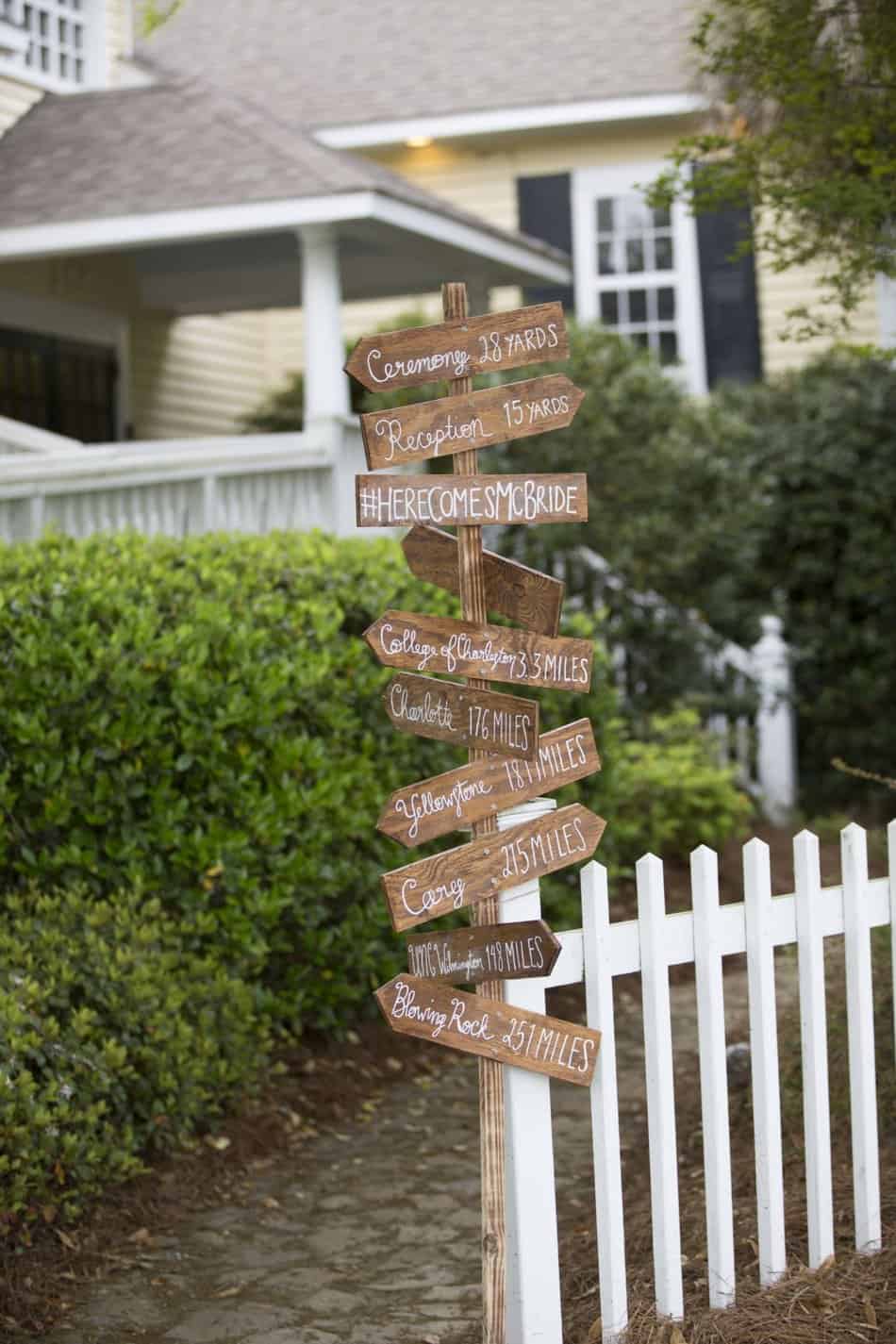 Directional arrows wedding sign