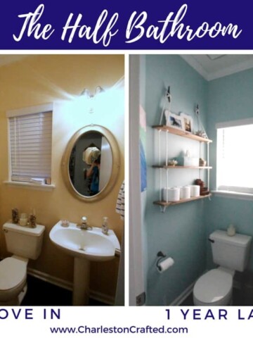 Half Bathroom at move in and one year later - Charleston Crafted