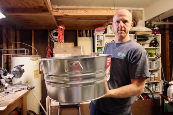 DIY Silver Bucket Tree Collar from a Galvanized Steel Tub