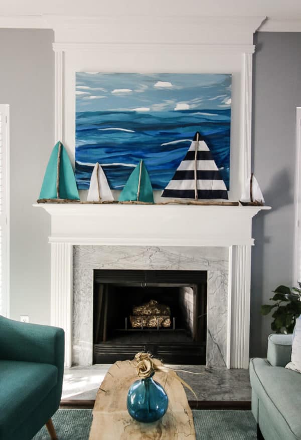 DIY Driftwood Sailboat Mantel & a linkup!