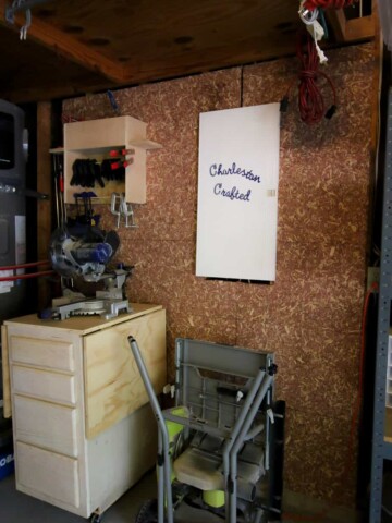 cedar flakeboard in a garage