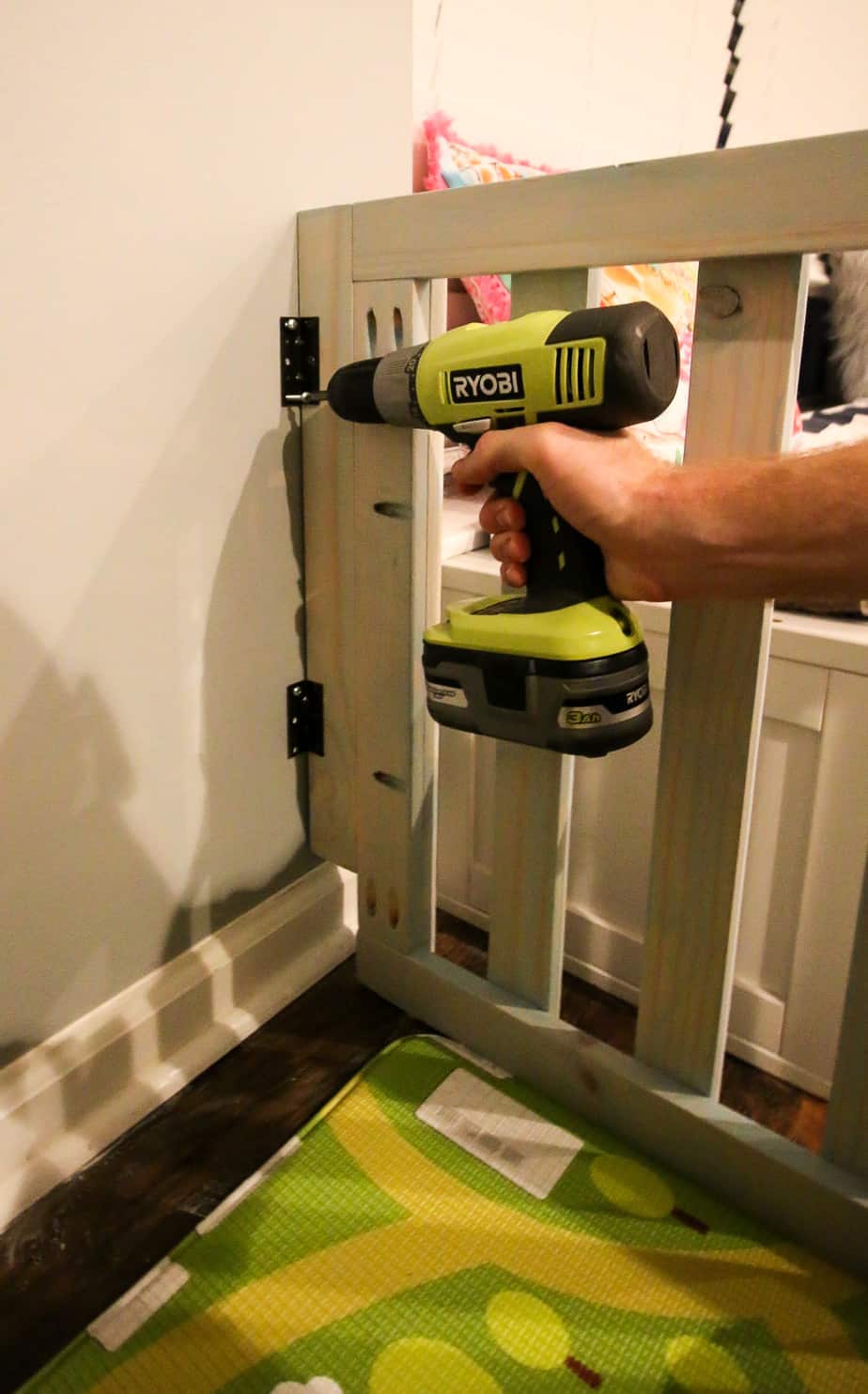 installing a wooden playpen