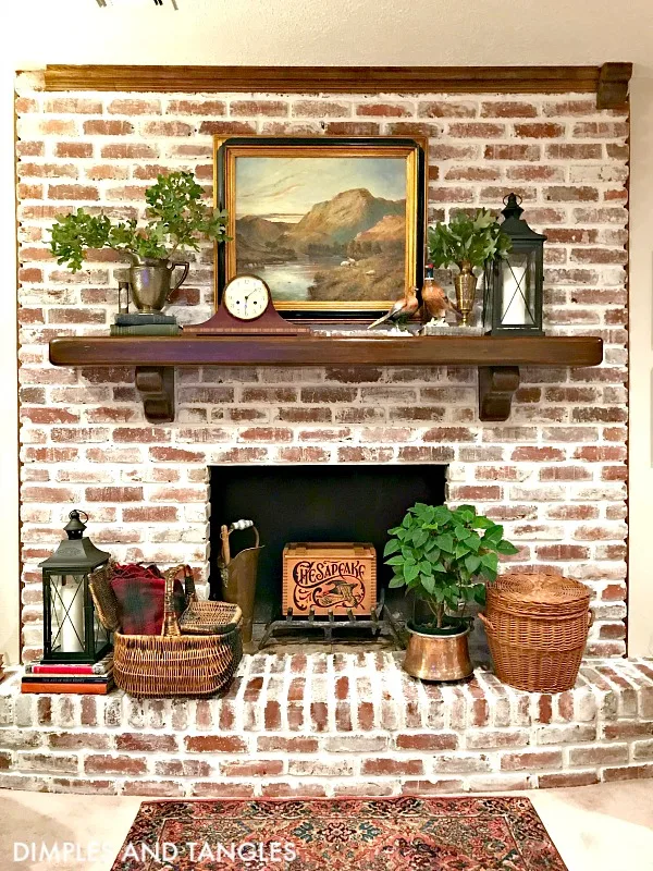 modern red brick fireplace