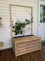 DIY planter bench with trellis and storage - PDF Printable Plans!