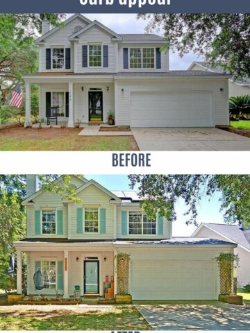 front of house curb appeal before and after