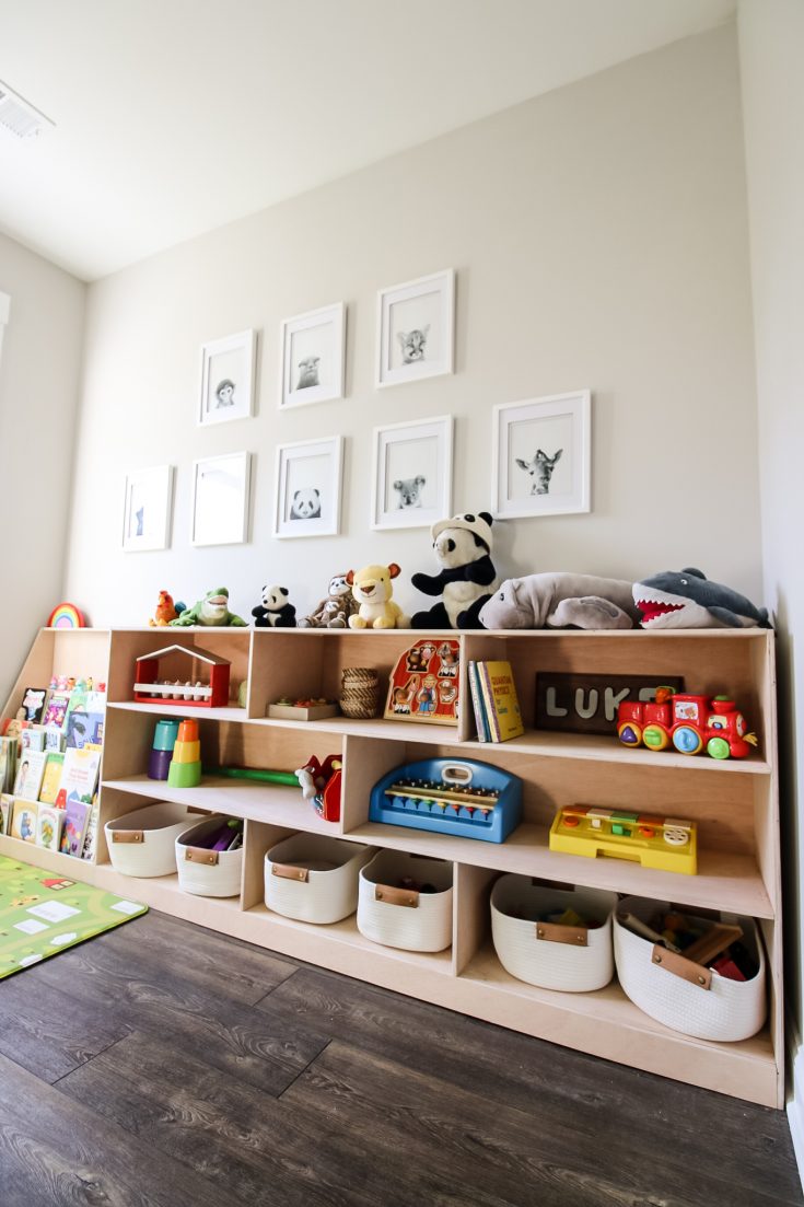 DIY Montessori toy shelf- with PDF plans