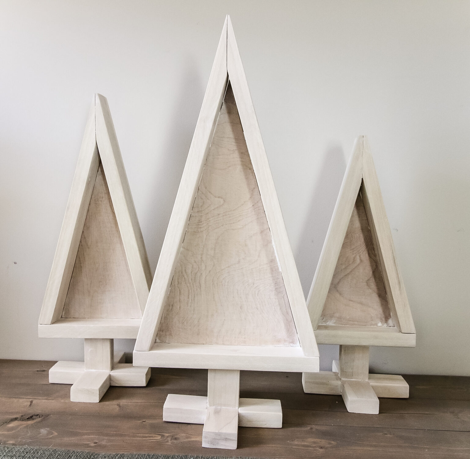 DIY wooden tabletop Christmas trees