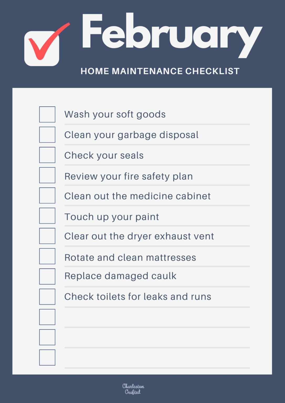 February Home Maintenance Checklist - FREE Printable