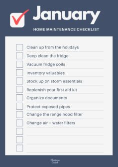 January Home Maintenance Checklist FREE Printable   January Home Maintenance Checklist 237x335 