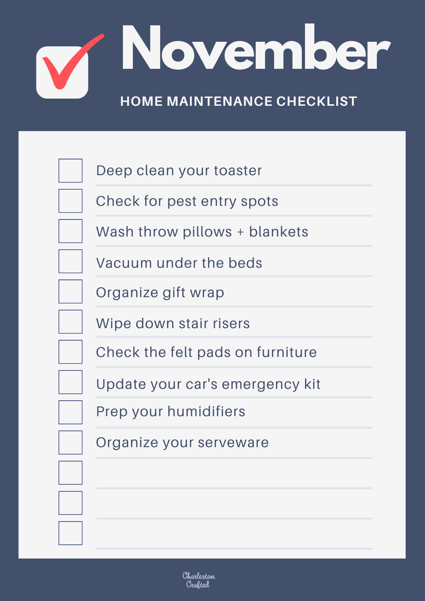 November Home Maintenance Checklist FREE PRINTABLE