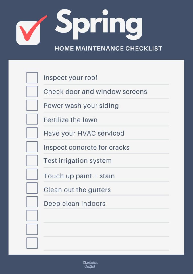 Spring Home Maintenance Checklist - FREE Printable PDF