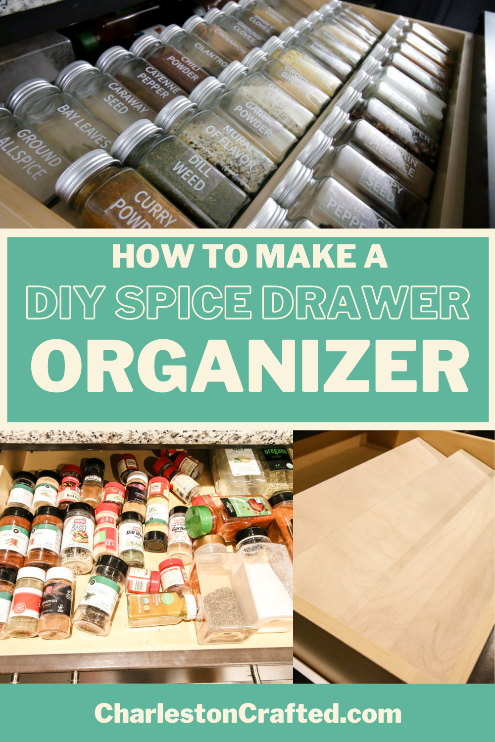 Custom Wood Spice Drawer Organizer - Squared Away, Organization