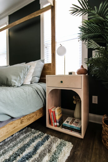 DIY modern bedside table with arches