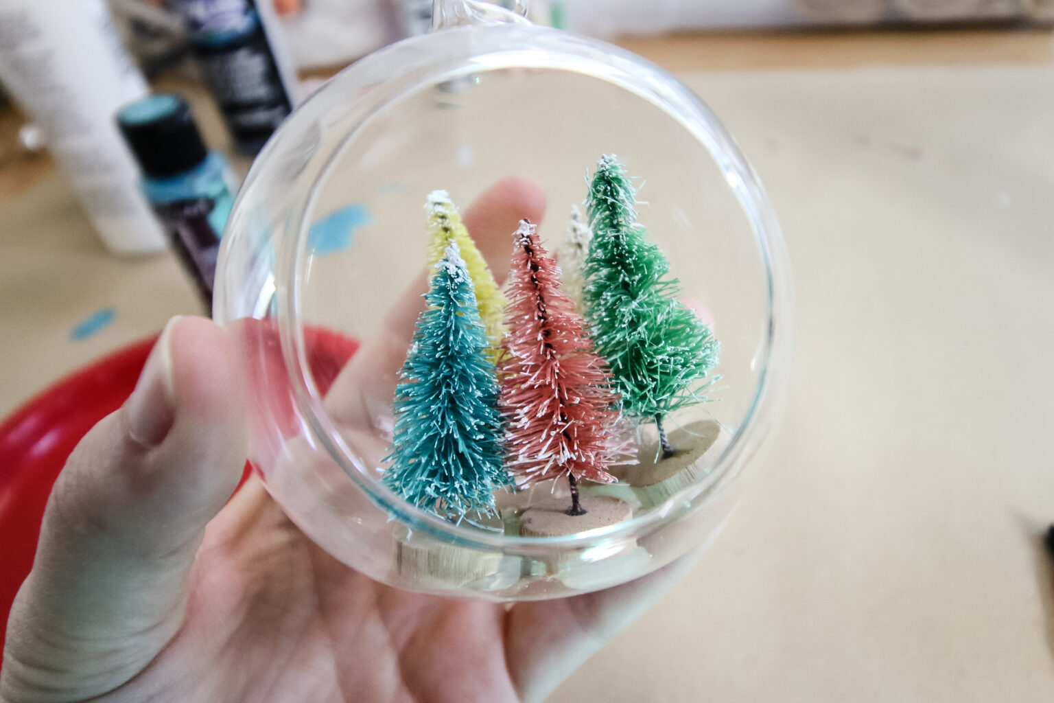 DIY Bottle Brush Tree Christmas Ornaments