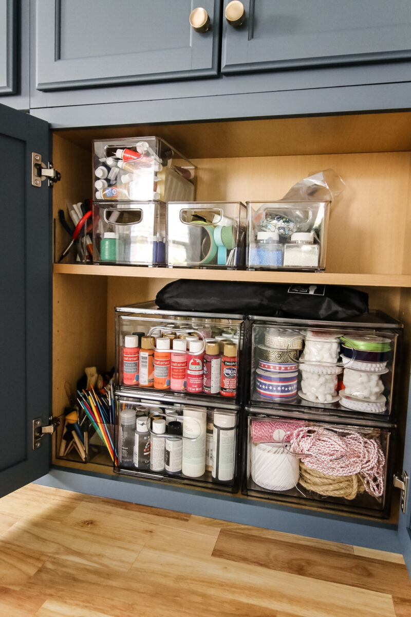 How to organize craft supplies in cabinets + drawers