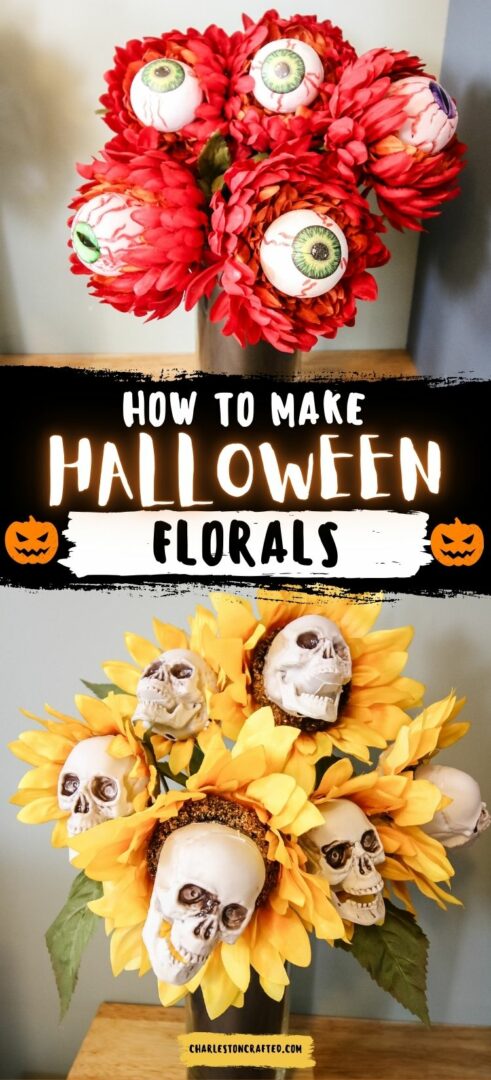 How to make Halloween sunflower skulls + eyeball flowers!