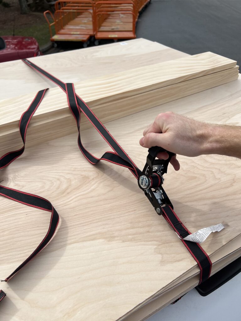 Strapping plywood to the roof