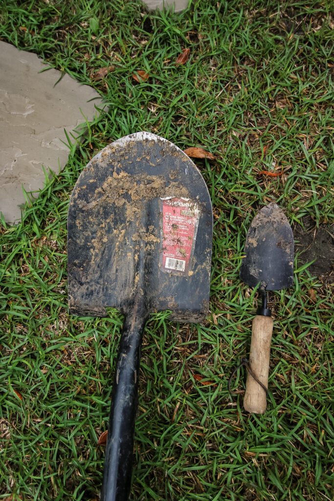 dirty garden tools