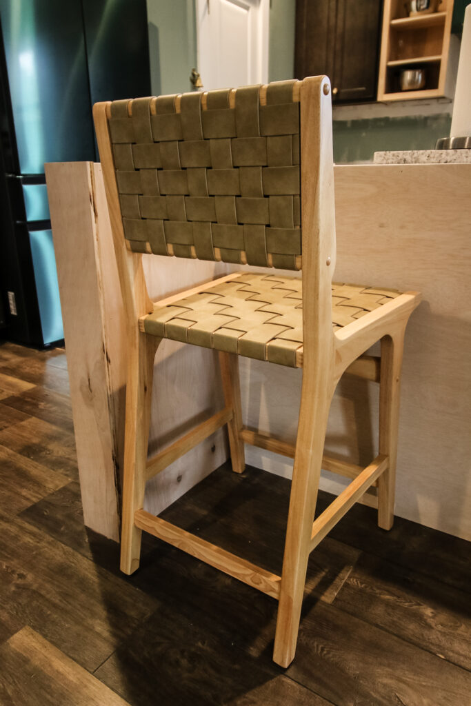 woven bar stool in the kitchen