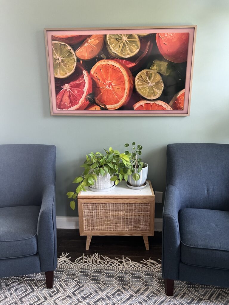 citrus painting on a samsung frame tv