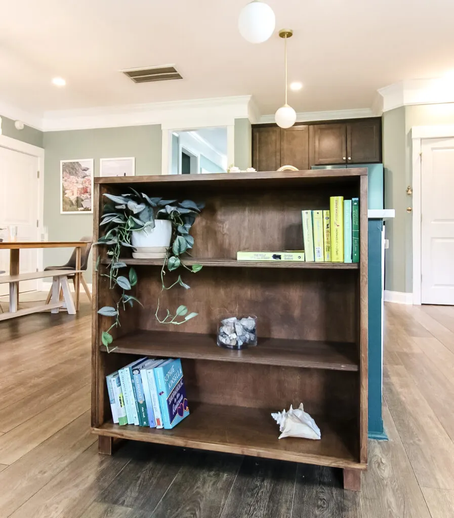 DIY bookshelf with modern legs - Charleston Crafted