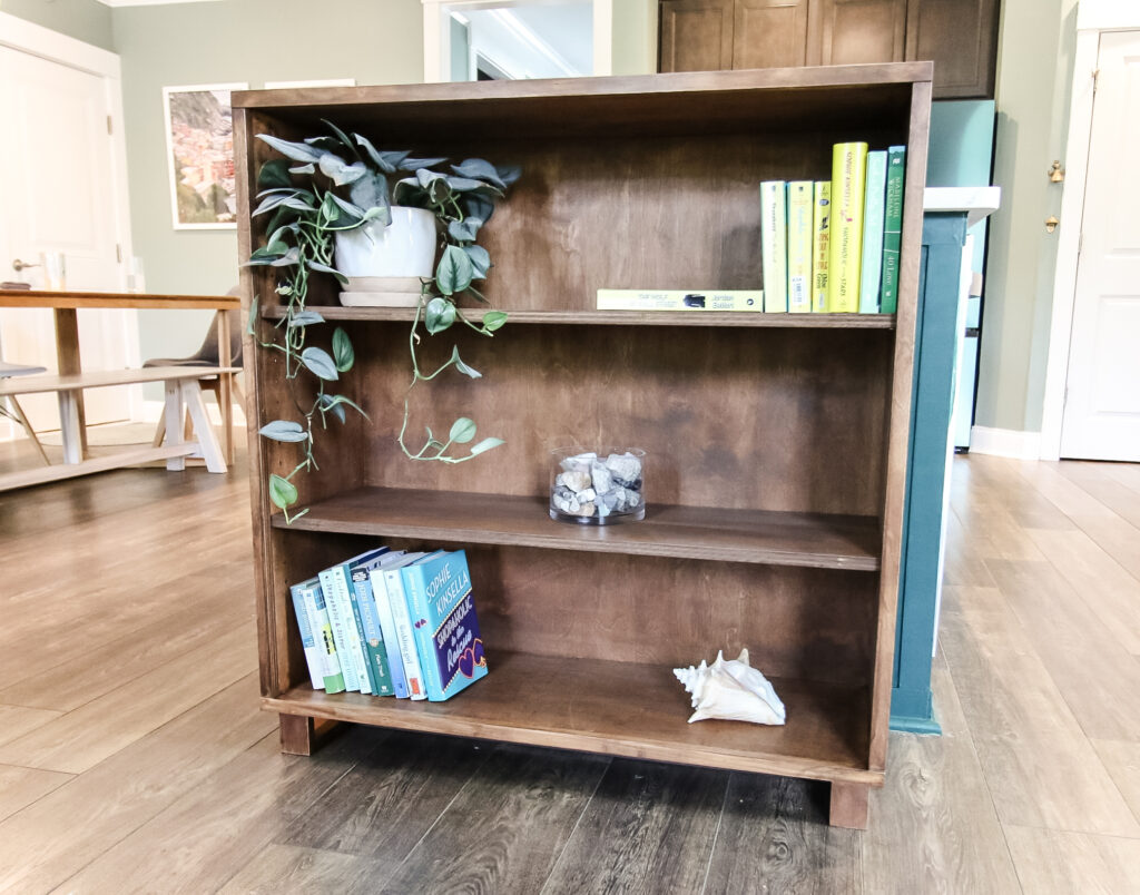 DIY bookshelf with modern legs - Charleston Crafted