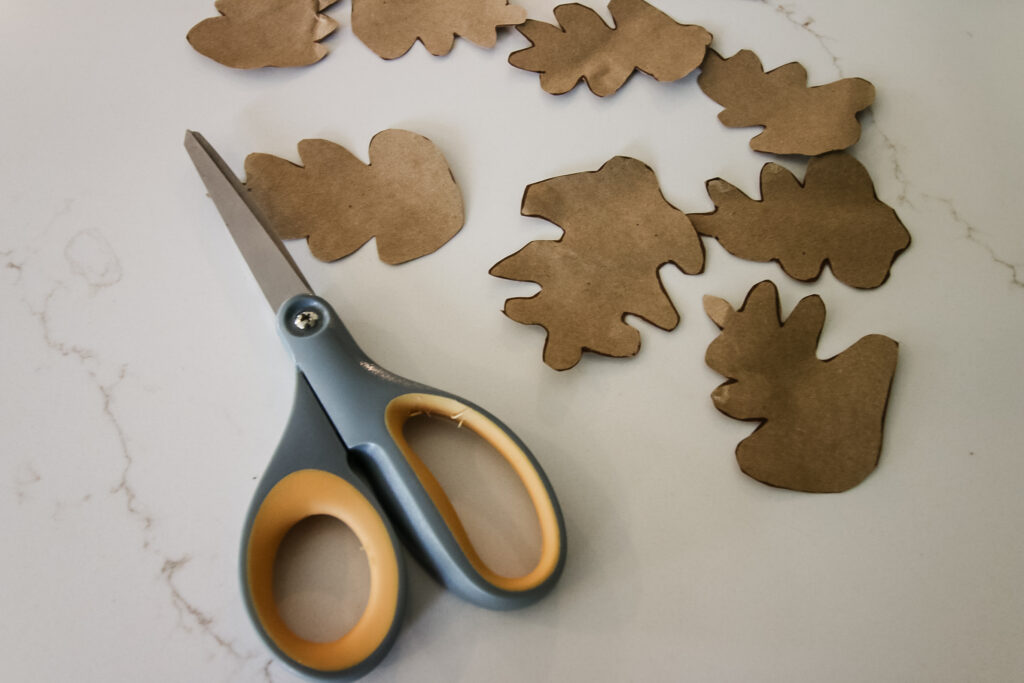 cut leaves from brown paper bags