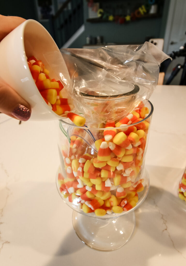 making a candy corn vase