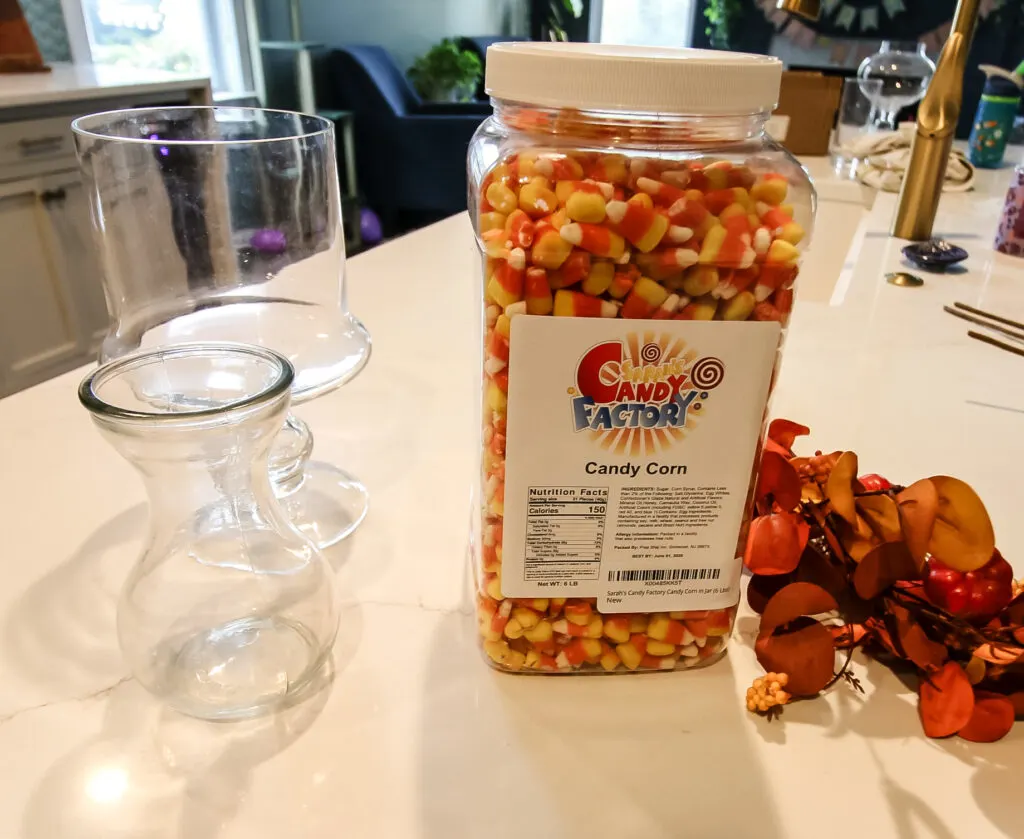 supplies to make a candy corn centerpiece