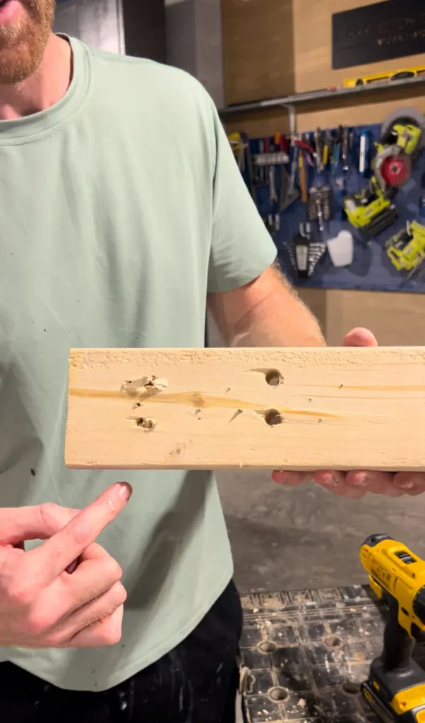 Holes drilled by dewalt and ryobi drills