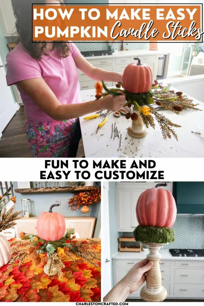 How to make a DIY pumpkin candlestick centerpiece