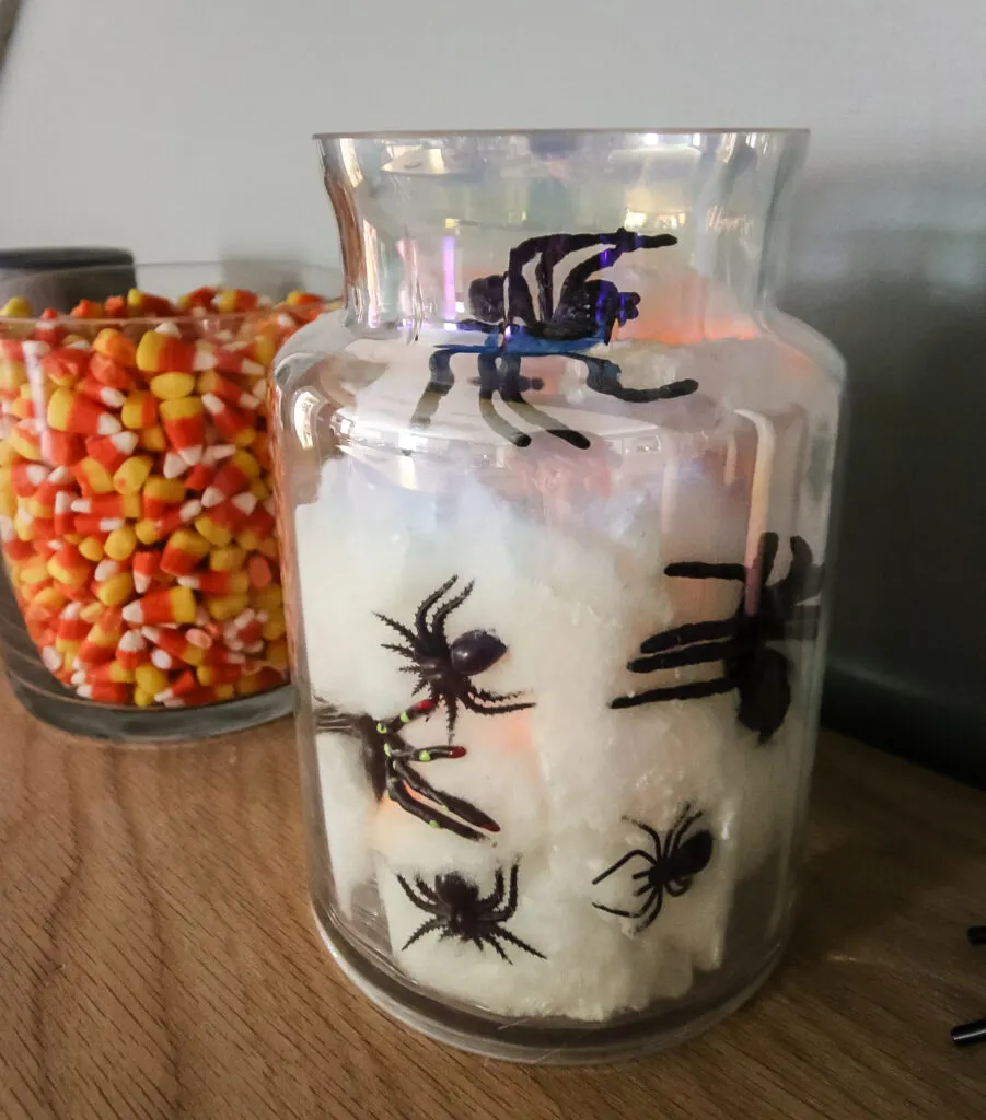 spiderweb jar for halloween decor