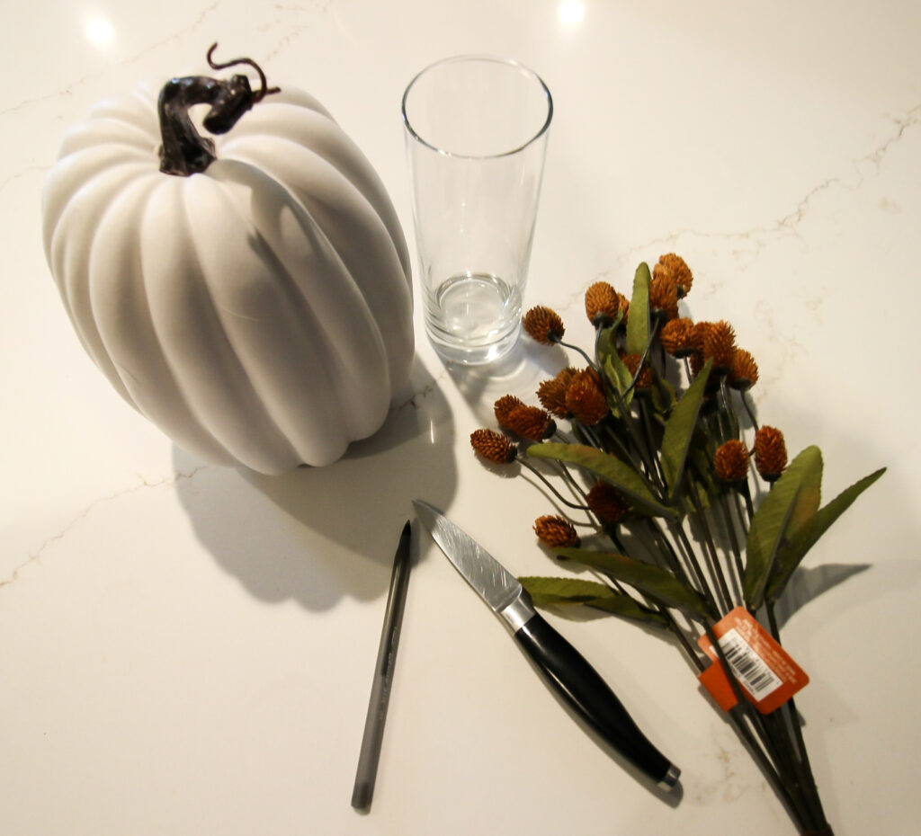 diy pumpkin vase supplies