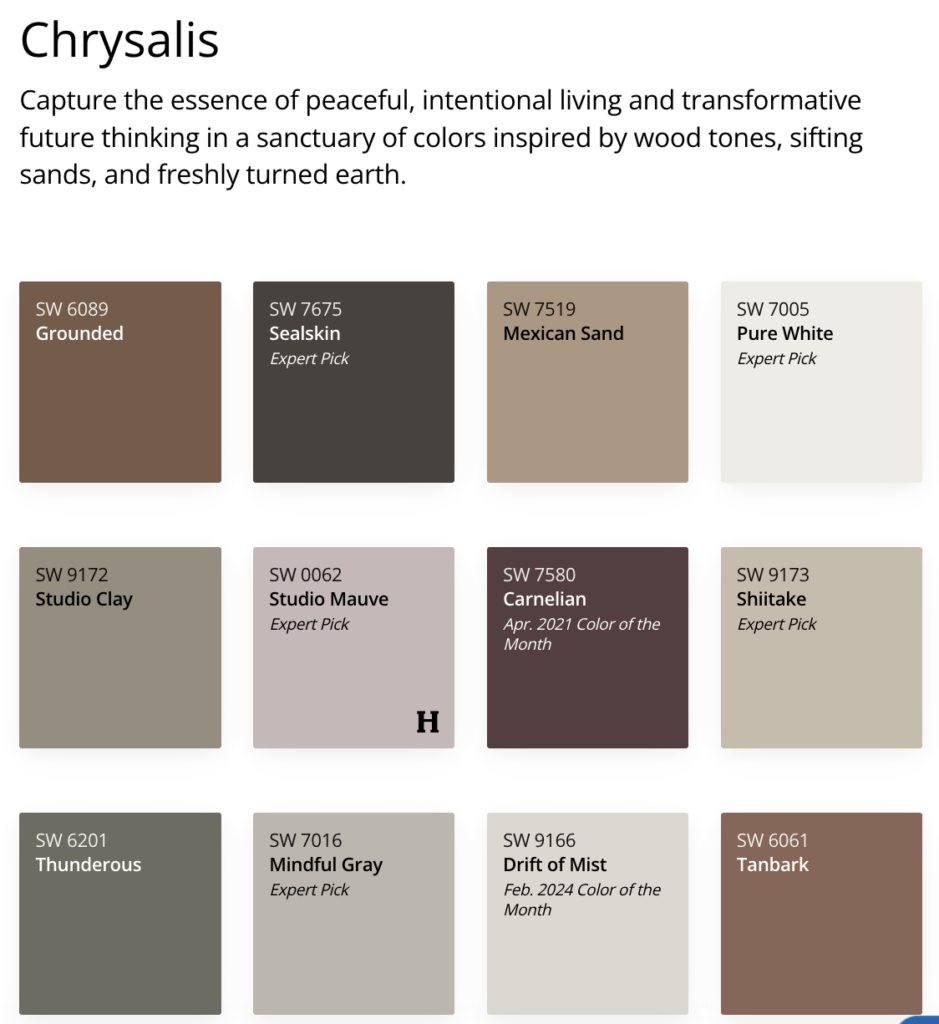 sherwin williams 2025 color trends collection - chrysalis