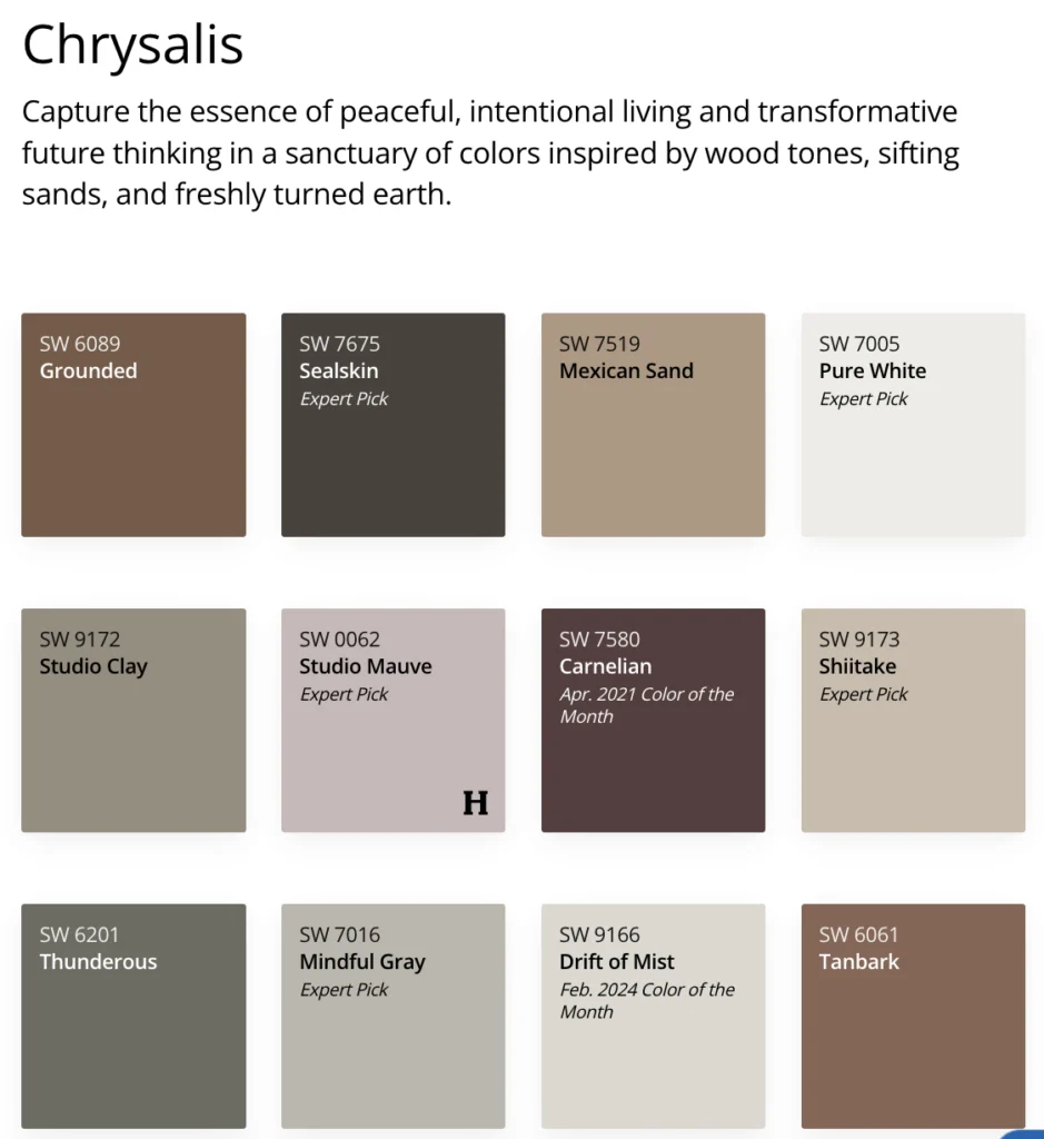 sherwin williams 2025 color trends collection - chrysalis