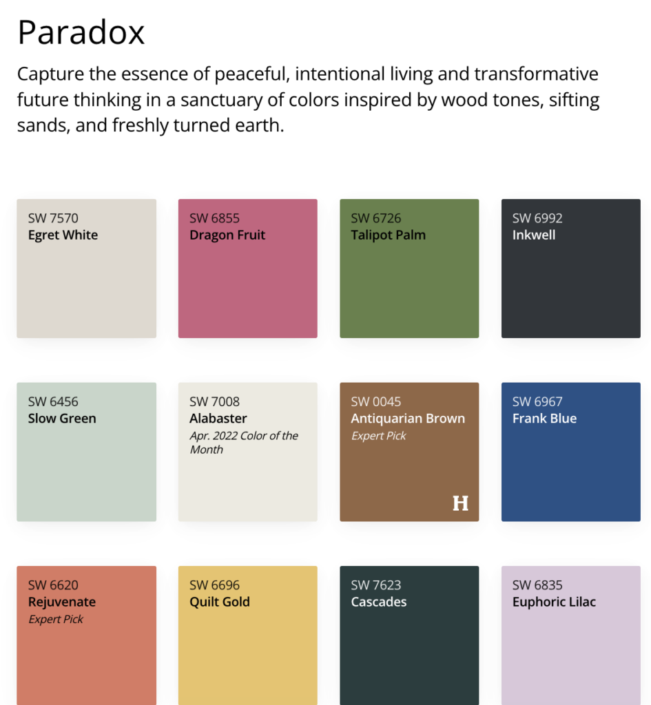 sherwin williams 2025 color trends collection - paradox