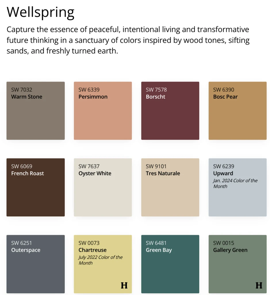 sherwin williams 2025 color trends collection - wellspring