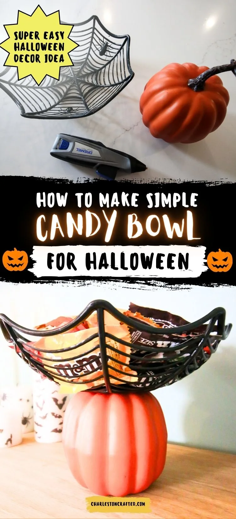 super easy DIY halloween candy bowl