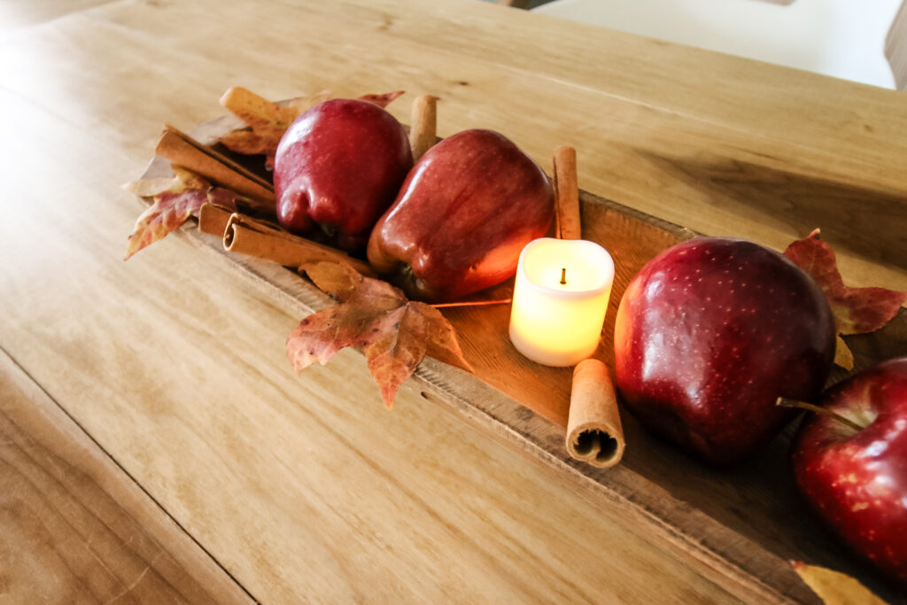 apple and cinnamon stick fall centerpiece