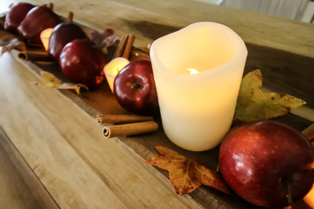 apple and cinnamon stick fall centerpiece