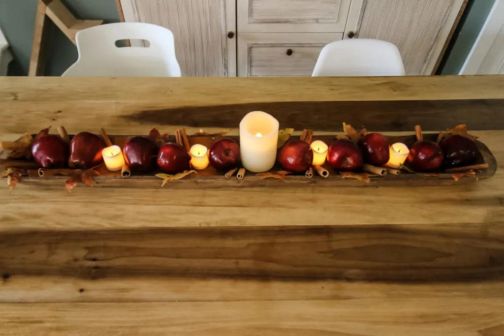 apple and cinnamon stick fall centerpiece