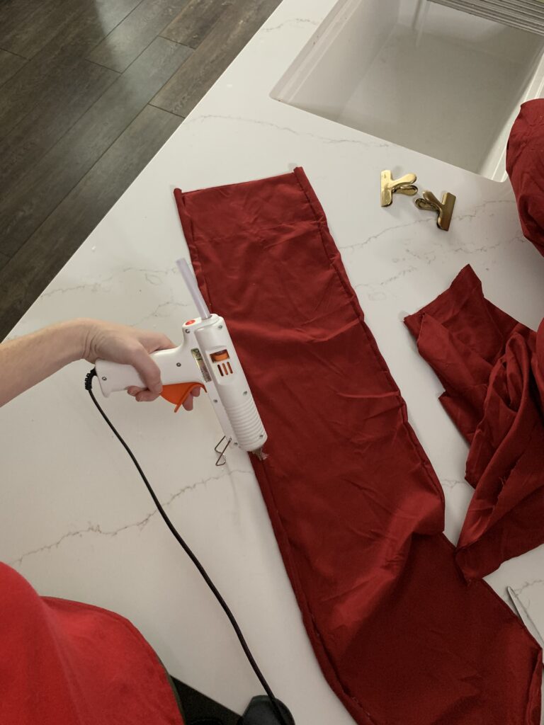 gluing cut pillow case