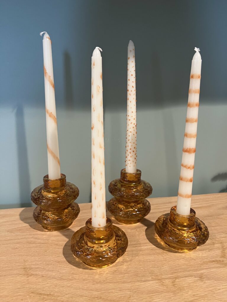 candlesticks painted with wax