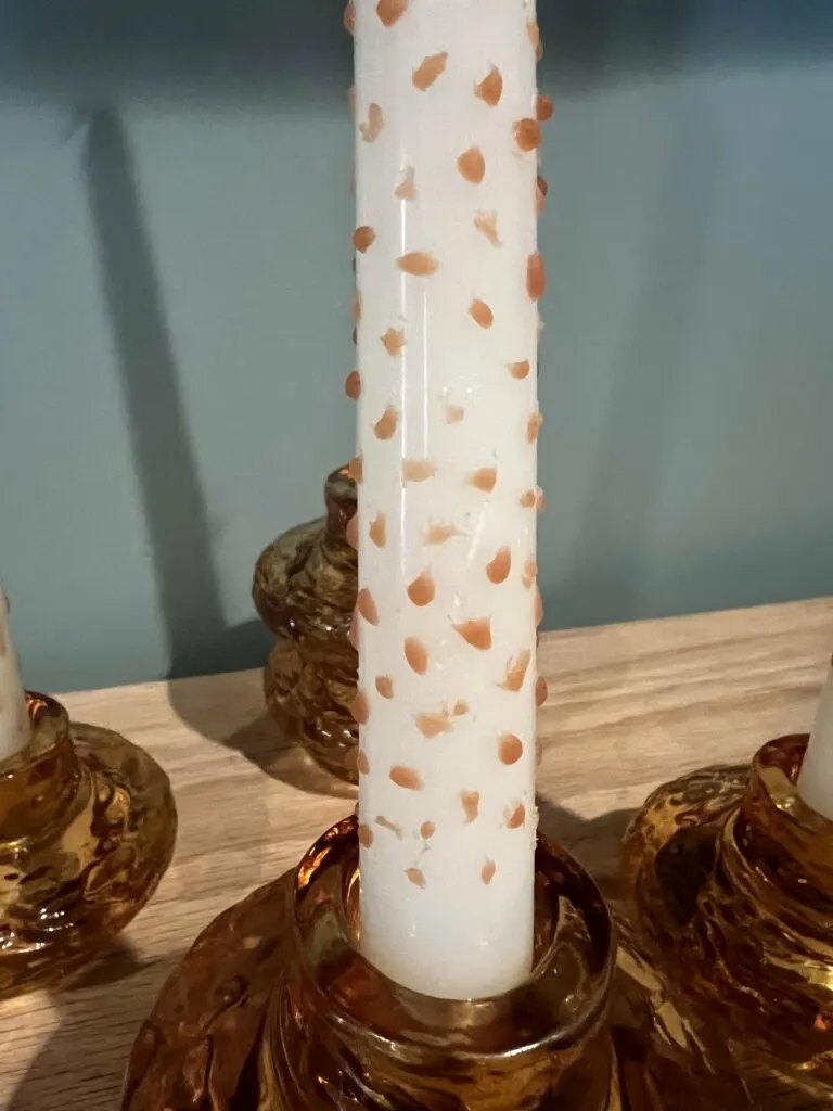 candlesticks painted with wax