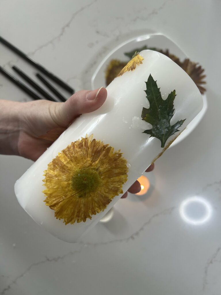 DIY dried flower candles