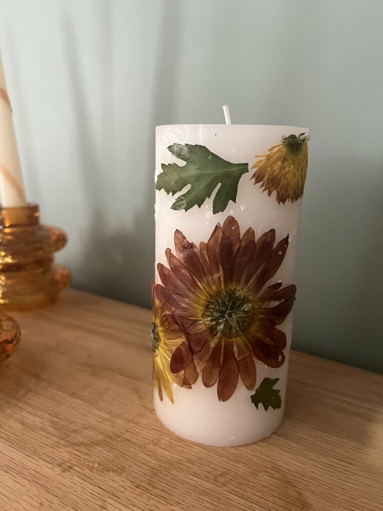 DIY dried flower candles