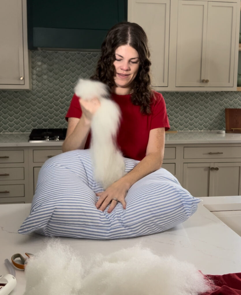 removing stuffing from pillow