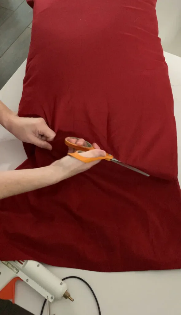 cutting excess pillow case fabric