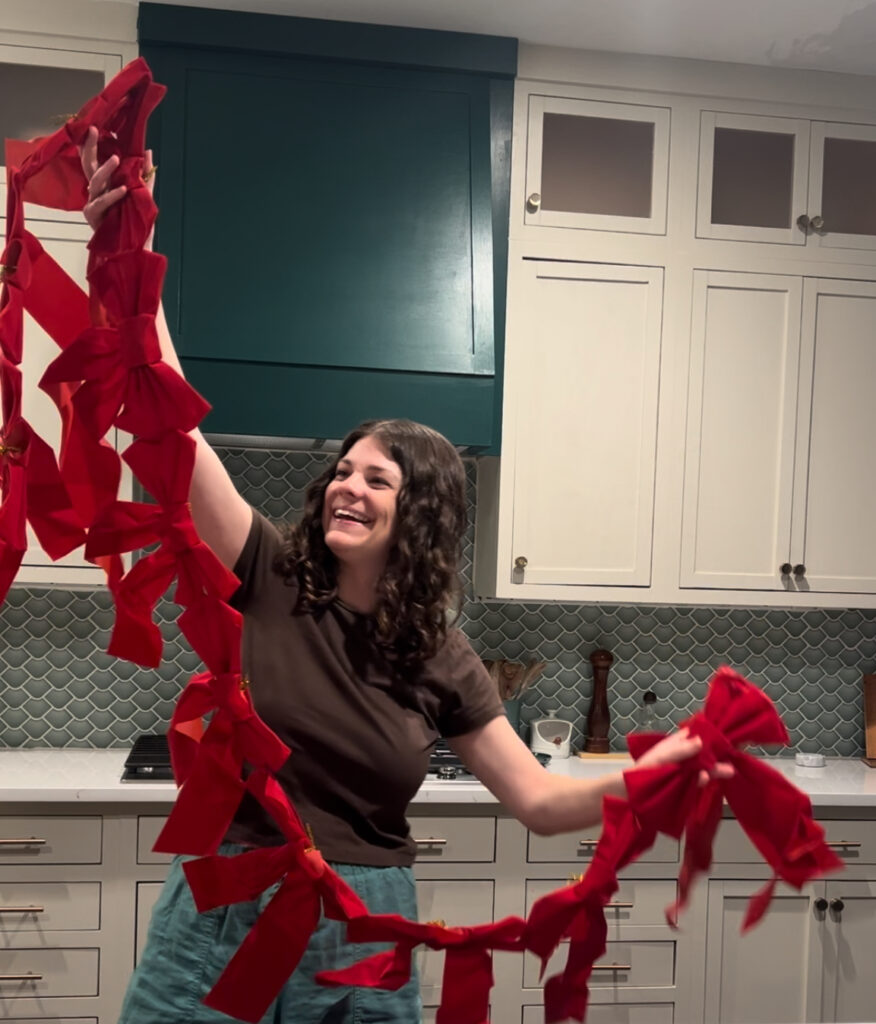 red bow garland DIY christmas decor