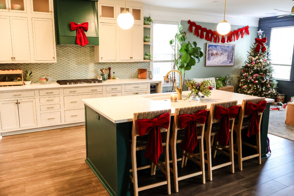 Kitchen decorated for Christmas